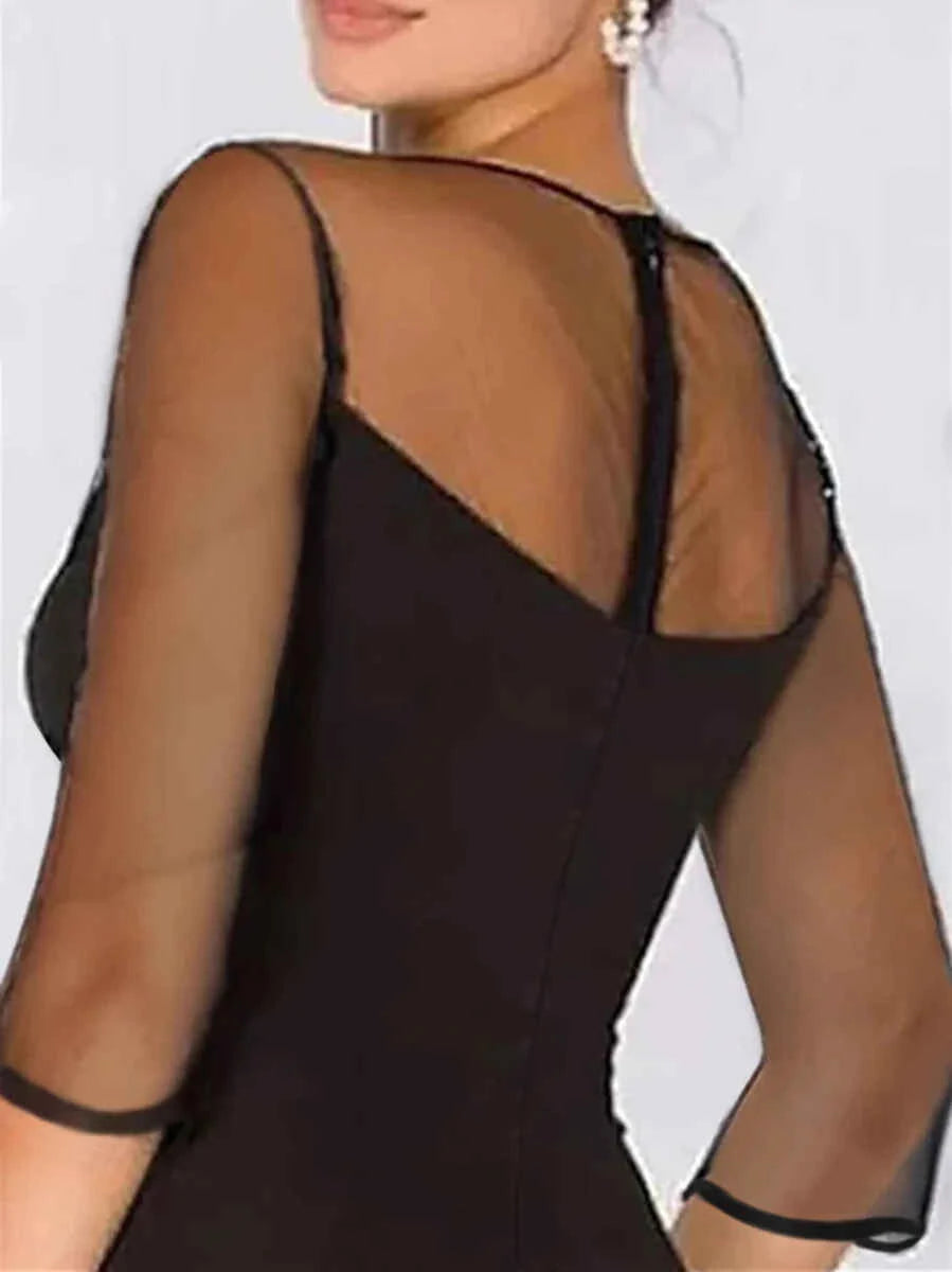 A-Line Princess Sweetheart 34 Sleeves Plus Size Mother Of The Bride Dresses With Lace Flower & High Split