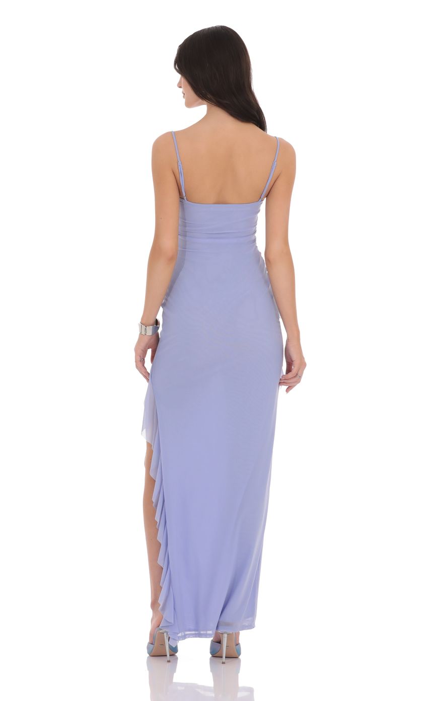 Romantic Sheath Spaghetti-Strap Ruffle-Accent Lavender Chiffon Floor-Length Prom Dresses