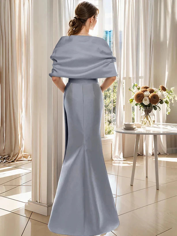 Trumpet 2 Pieces Floor-Length Plus Size Mother of the Bride & Groom Dresses with Wrap